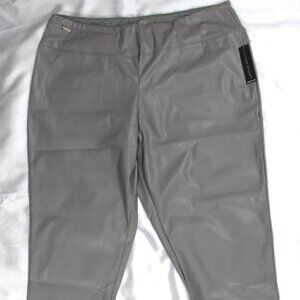 Tahari Sport Gray Faux Leather Look Leggings Pants Size 3X NWT